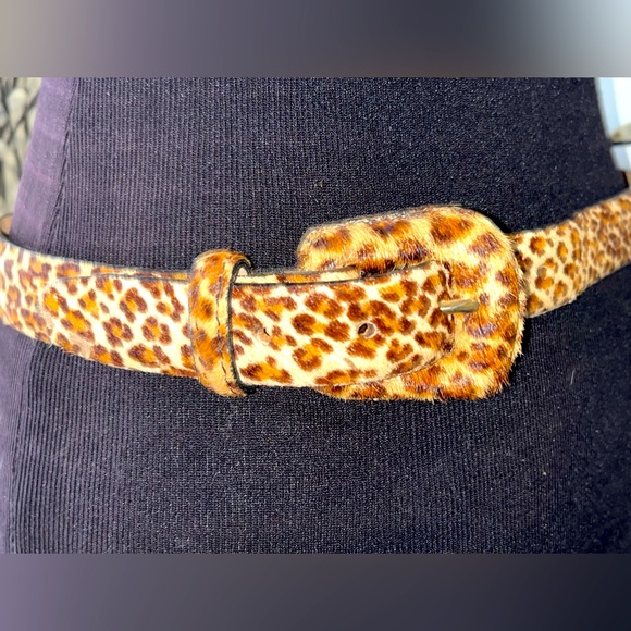 WCM New York Calf hair leopard print n leather belt with bag. - Picture 4 of 7